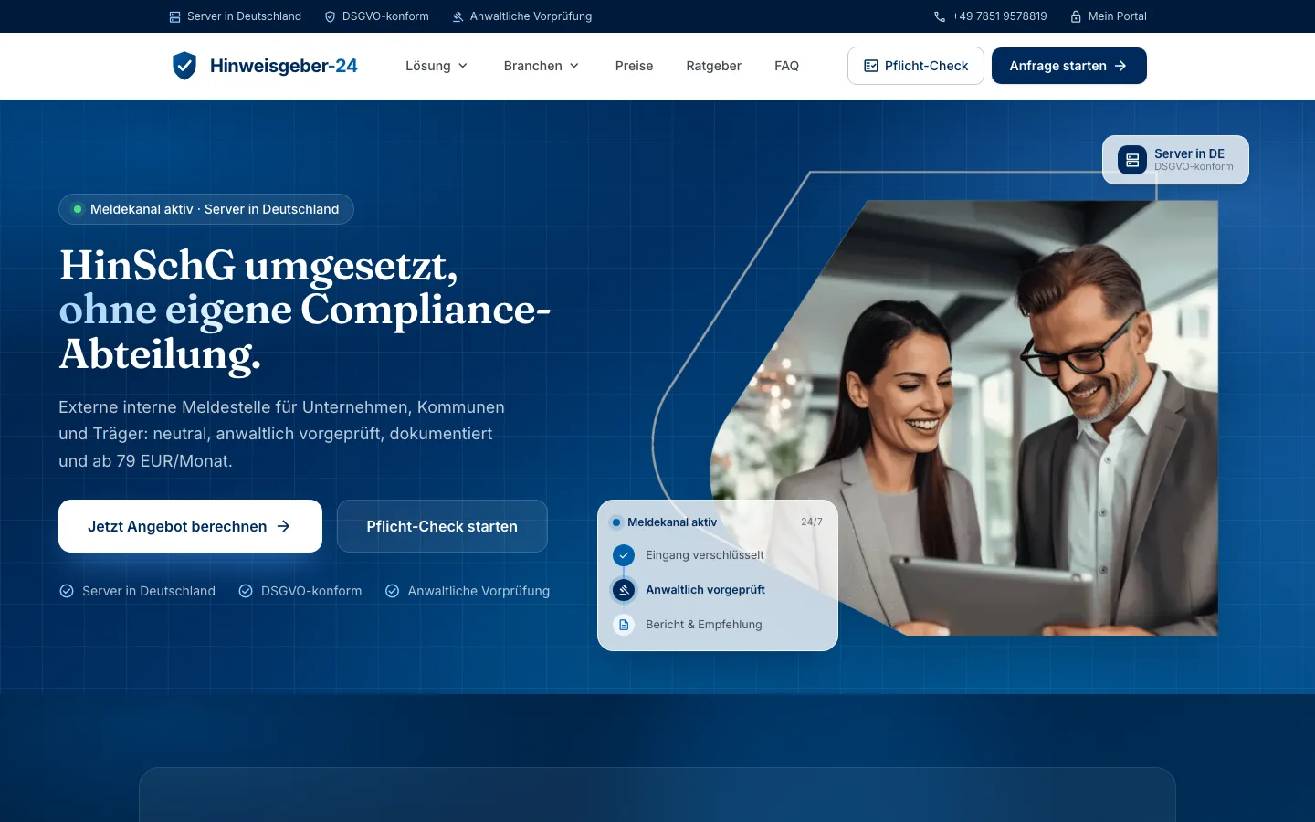 Screenshot der Website Hinweisgeber-24